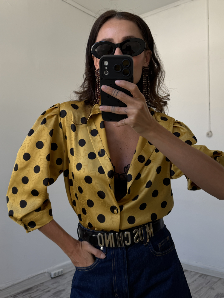 Sommermann Satin Touch Alman Polka Dotted Ceket Gömlek
