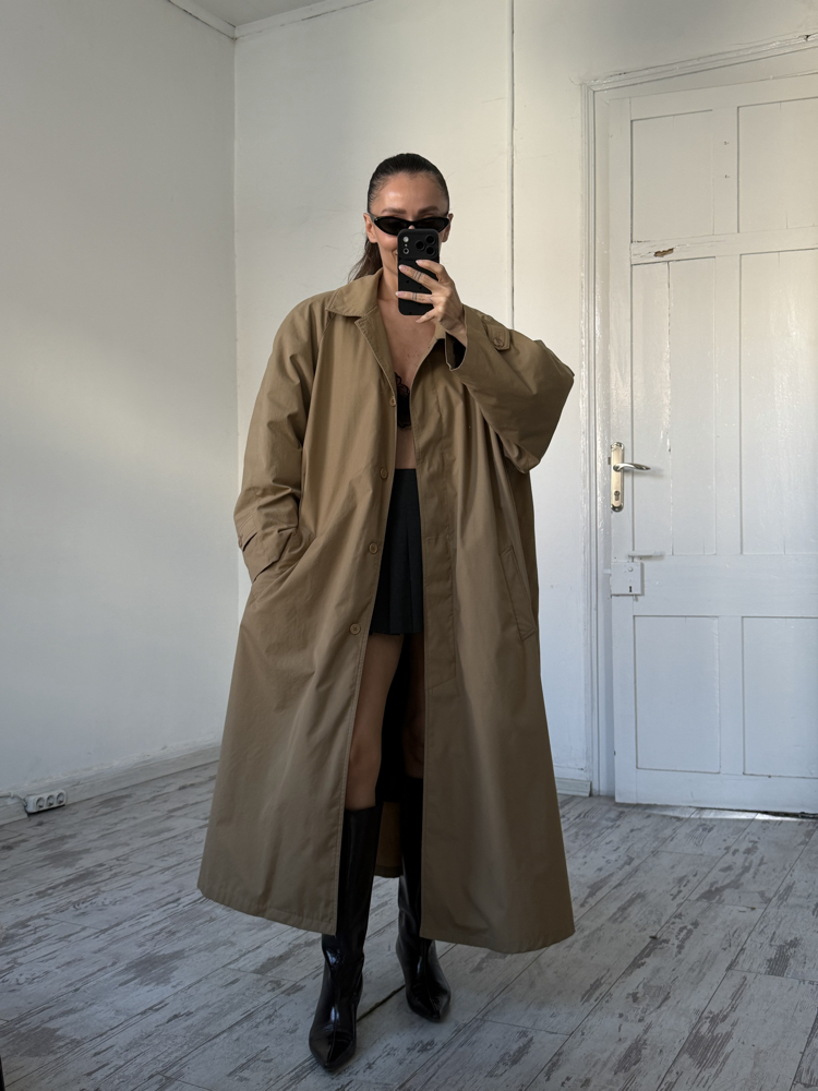 Novelti İtalyan 3 Mevsim Çıkarılabilir Kaşe Astar Detaylı Maxi Trenchcoat