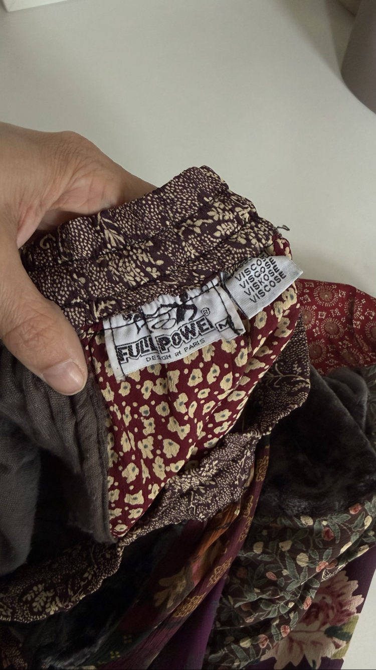 Full Power Paris Fransız %100 Viscose ve Kadife Patchwork Etek
