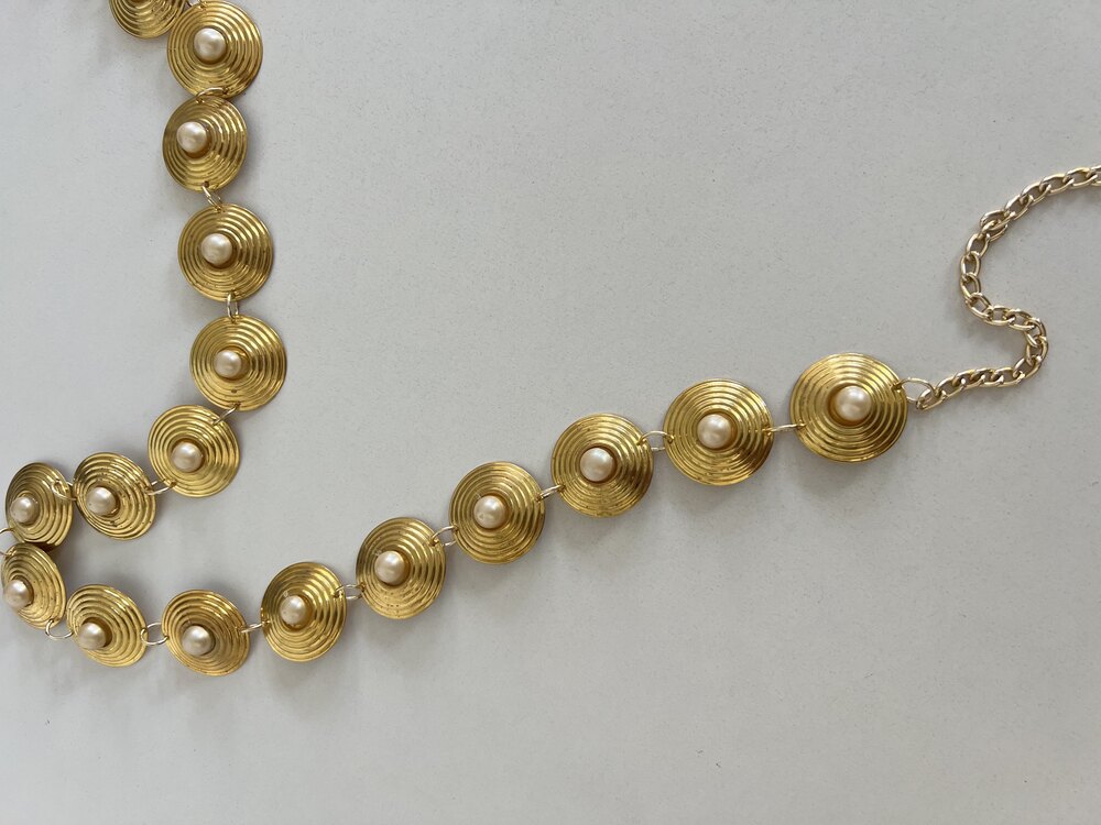 İnci Detaylı Altın Kaplama Vintage Kemer