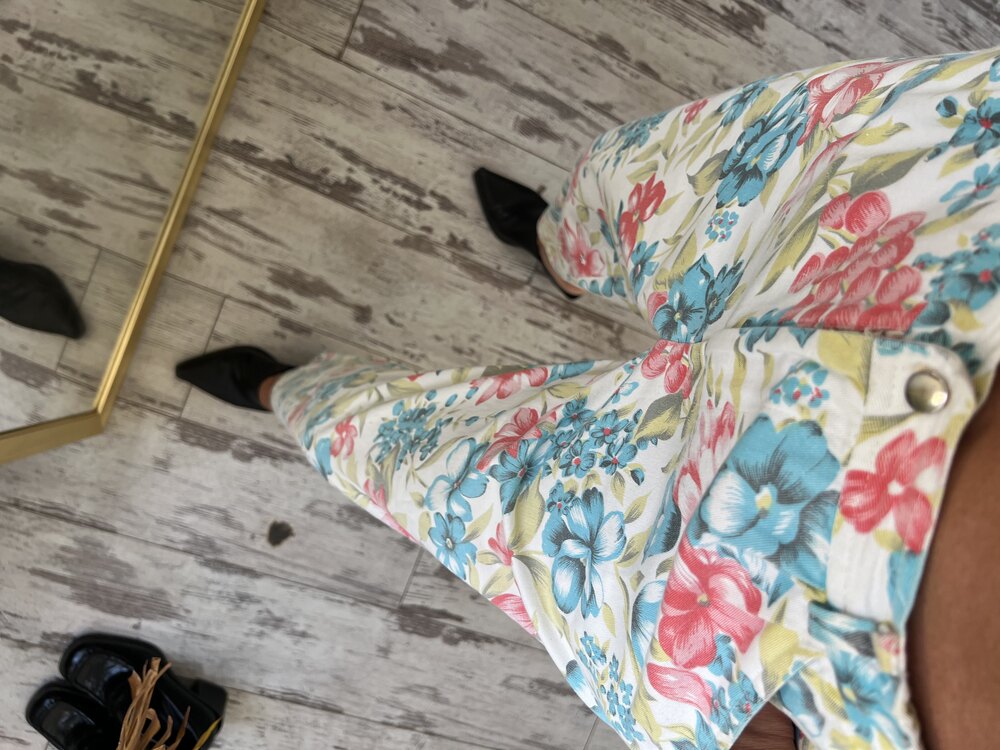 %100 Cotton Denim Dokuma Floral Harlem Pantolon