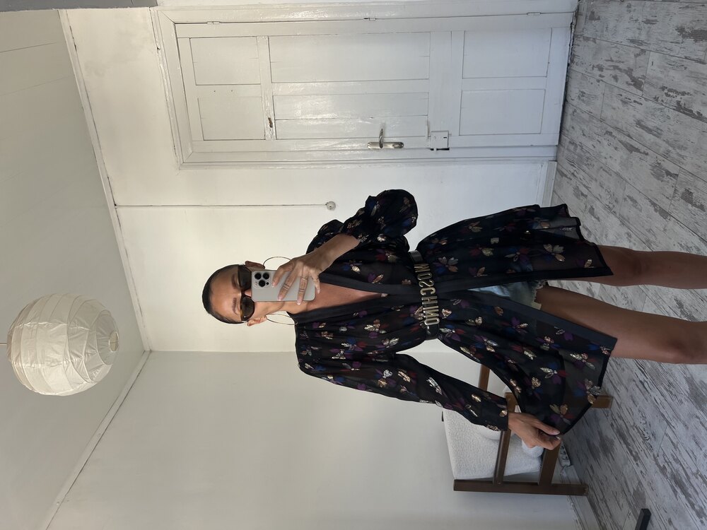 Metalik Lurex İşleme Alman Üretim Maxi Kimono