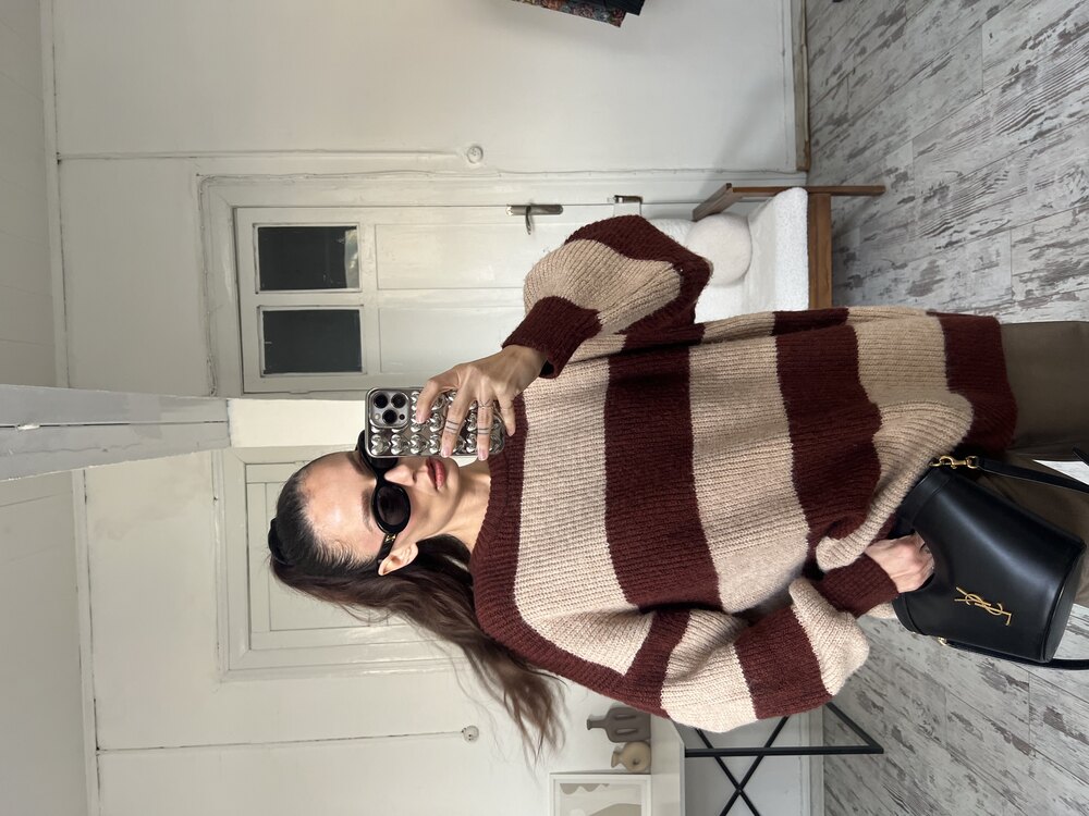 Güncel Marka Stripe Ekstra Yumuşak Kazak