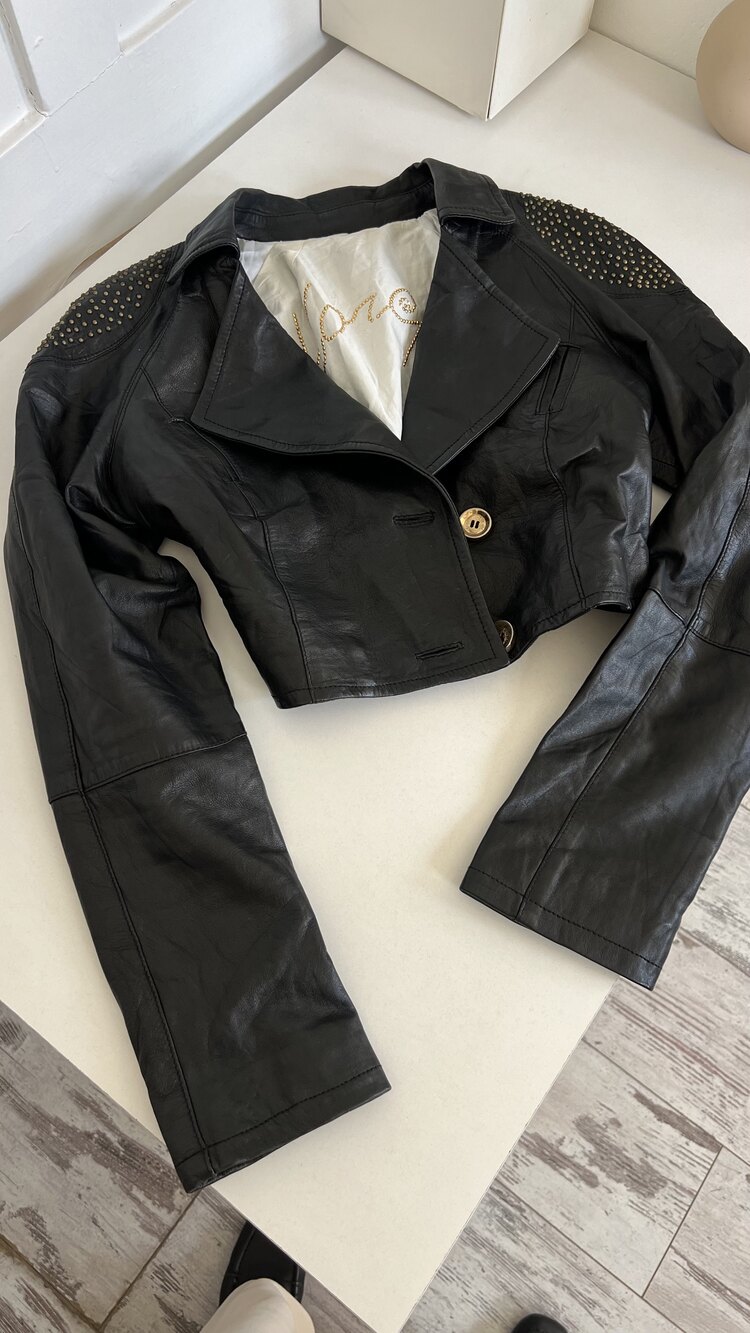 Kor Kor Made in Italy %100 Gerçek Kuzu Derisi Crop Ceket