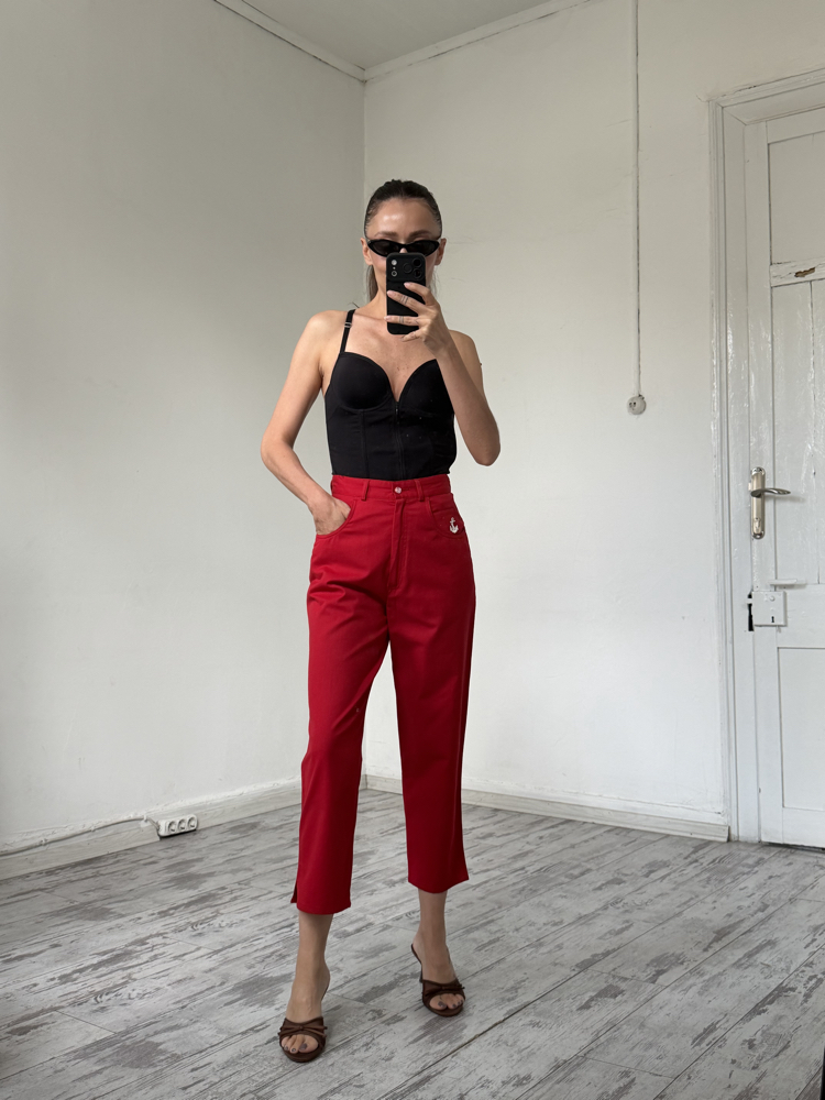 Alman Üretim %100 Cotton Bermuda Vintage Pantolon