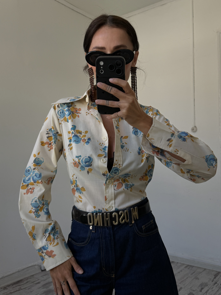 Orjinal 70s Dönem Cotton Blend Sovyet Yaka Gömlek