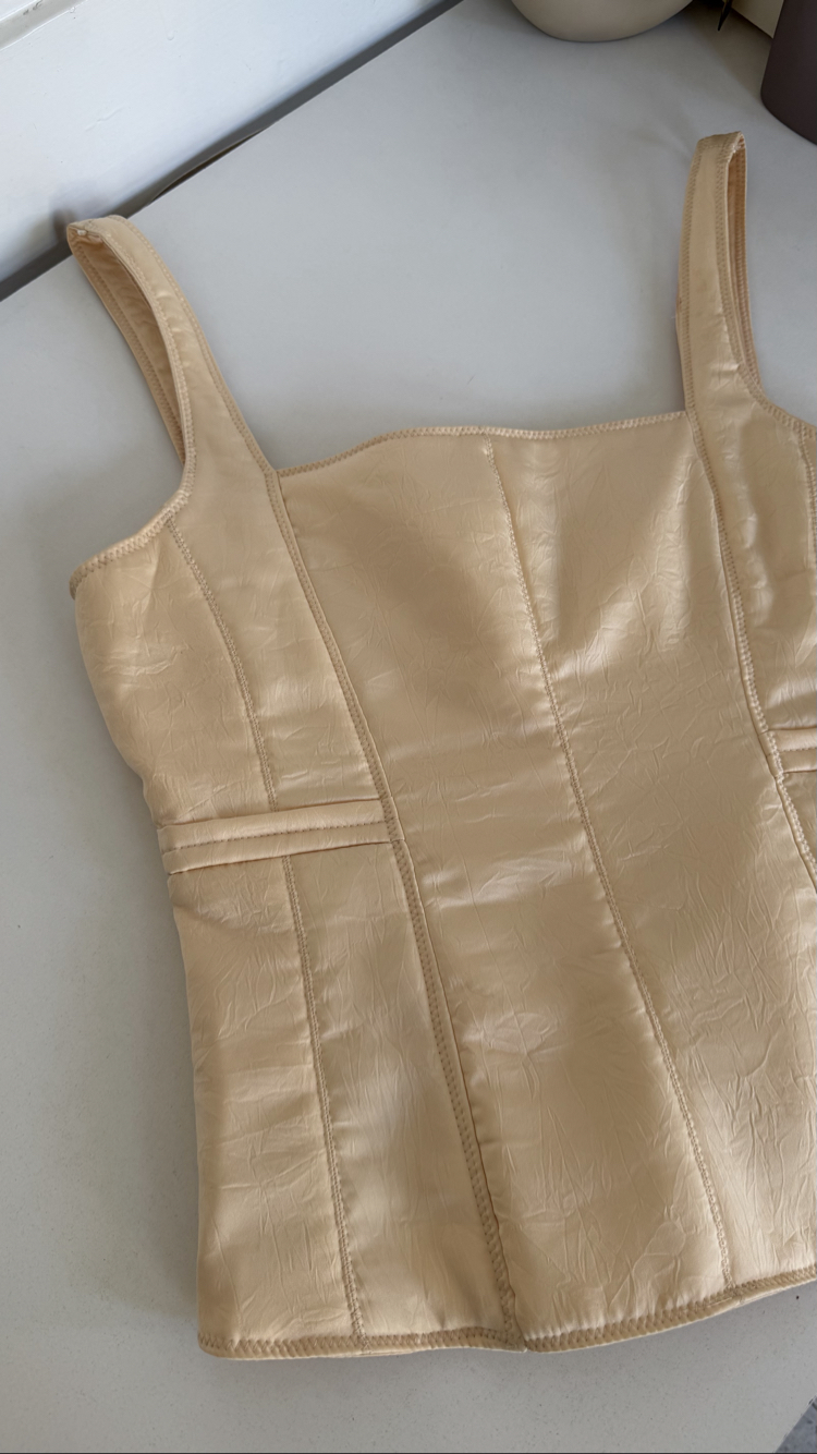 %100 İpek Yumuşak Tafta Kapitone Premium Korse Bluz