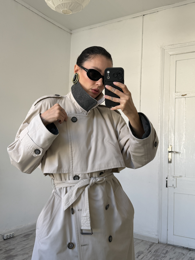 Alman Üretim İçi Polar Kaplama 3 Mevsim Trenchcoat