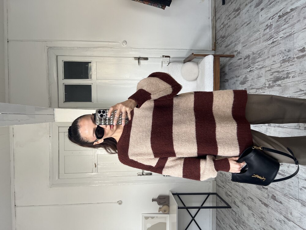 Güncel Marka Stripe Ekstra Yumuşak Kazak