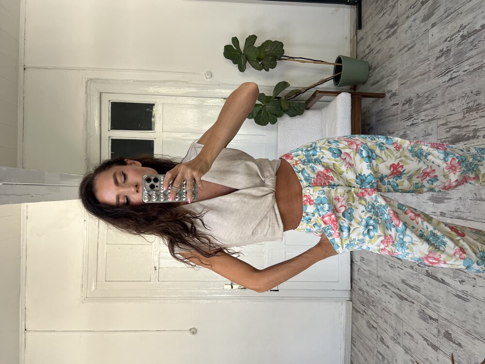 %100 Cotton Denim Dokuma Floral Harlem Pantolon
