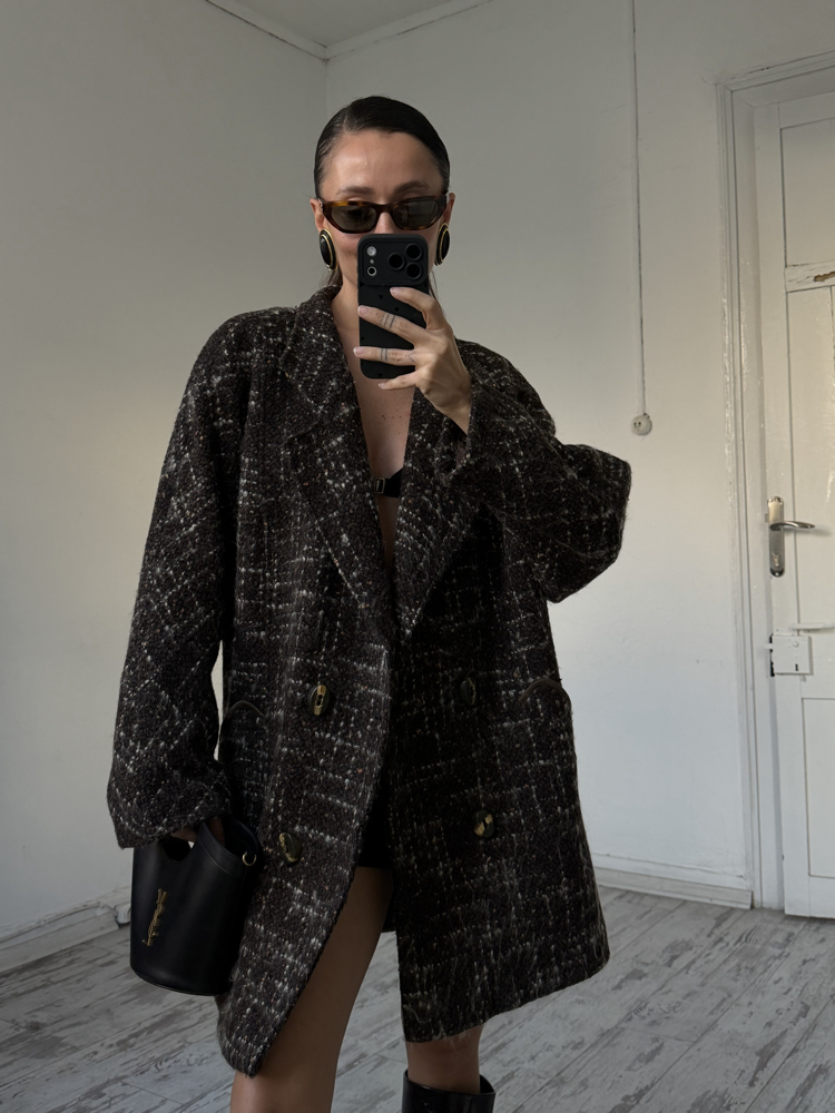 Lady Adler %65 Yün Kalın Dokuma Premium Kaşe Kaban