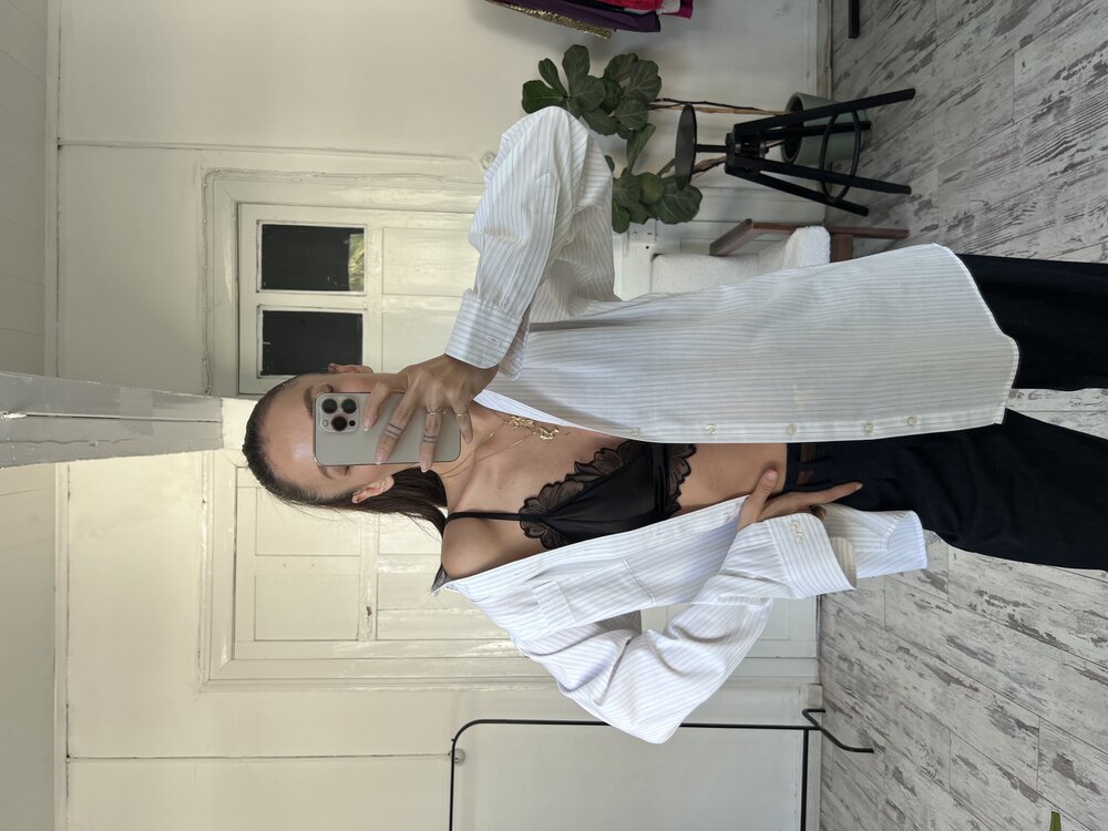 Pierre Cardin Made in Canada Stripe Boyfriend Gömlek