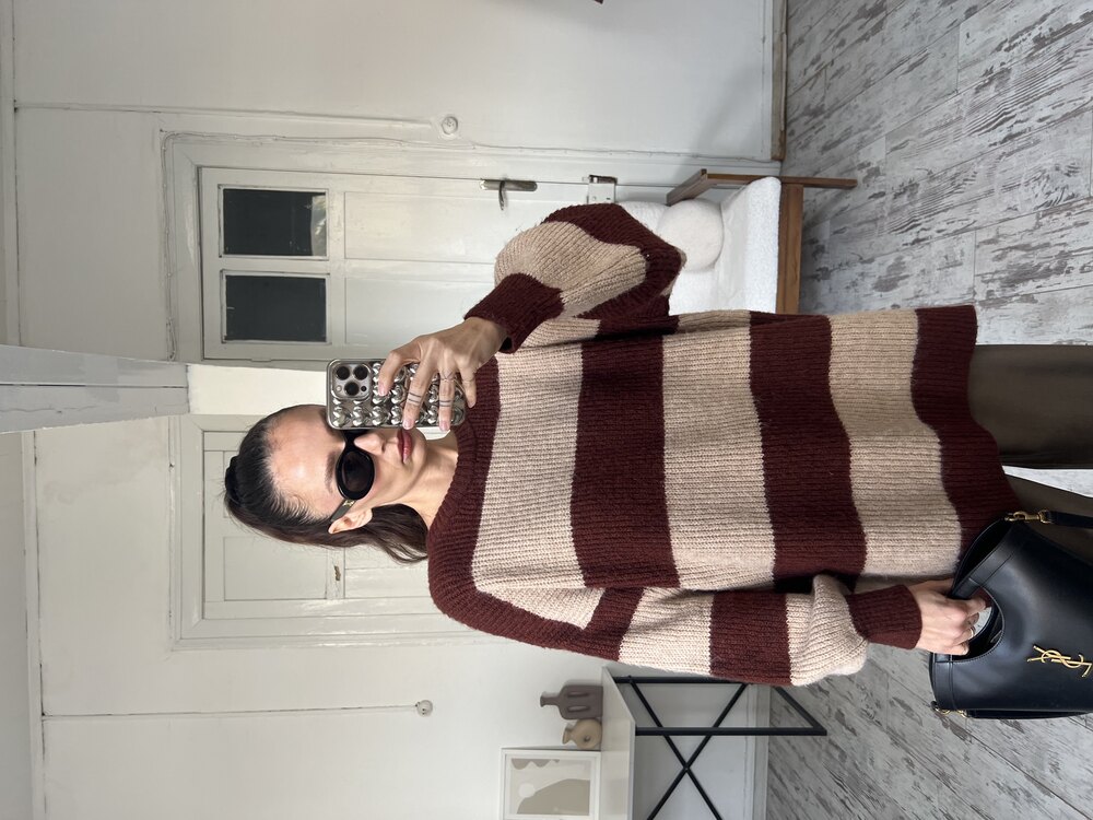 Güncel Marka Stripe Ekstra Yumuşak Kazak