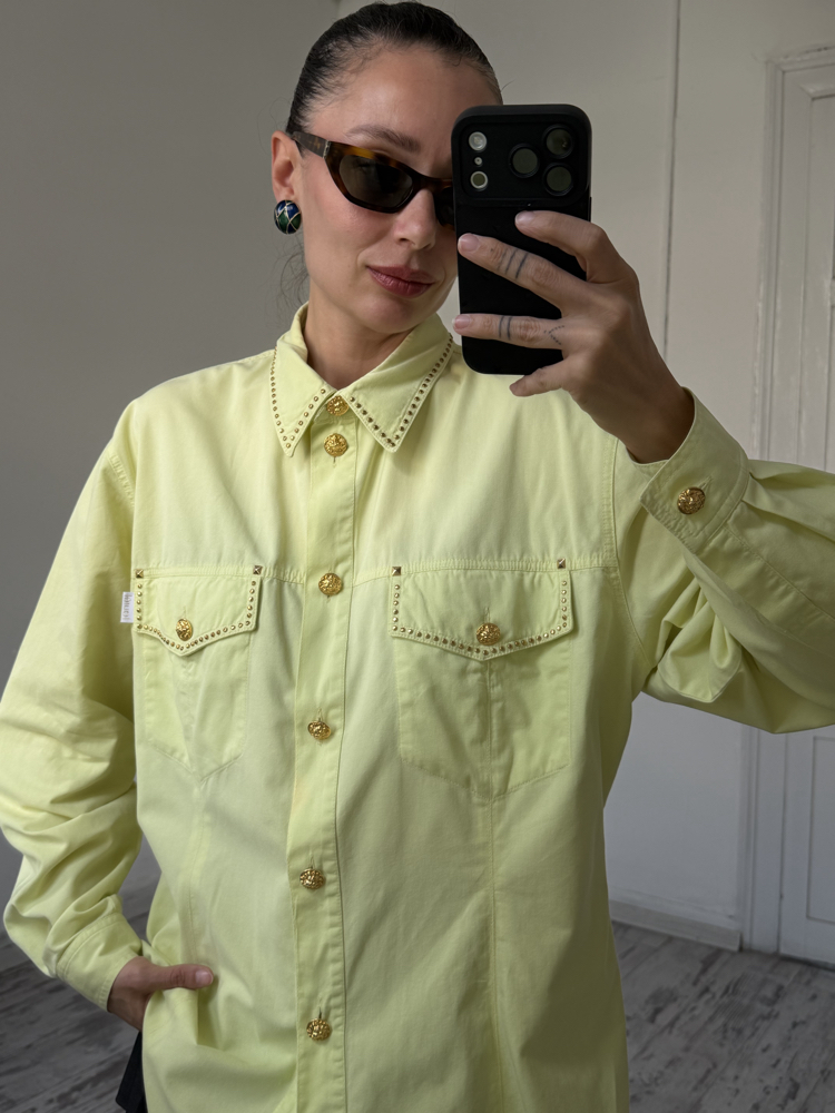Laurel Aslan Düğme Detaylı Denim Kumaşlı Premium Ceket Gömlek