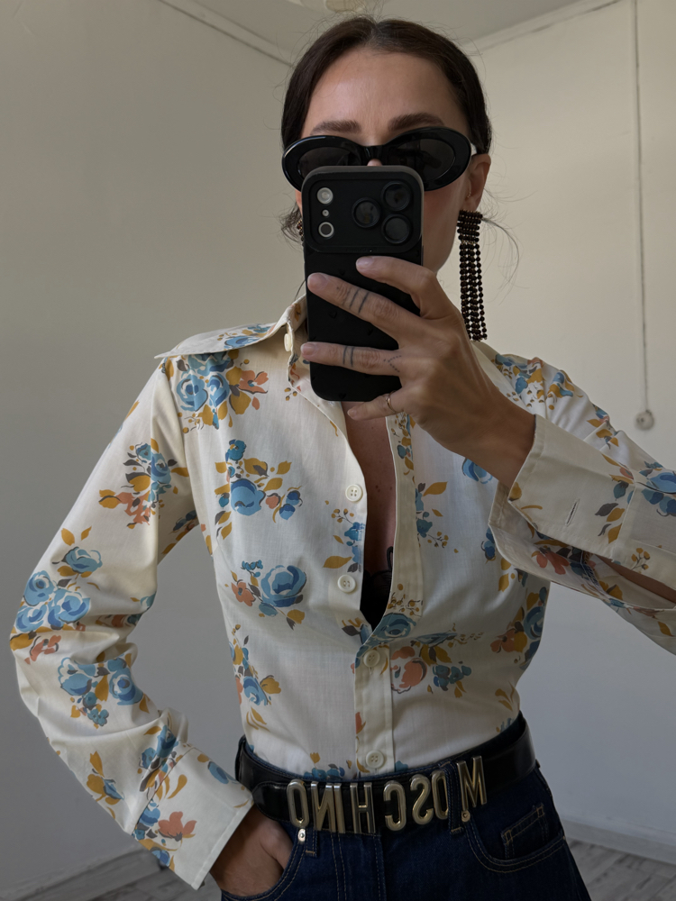 Orjinal 70s Dönem Cotton Blend Sovyet Yaka Gömlek