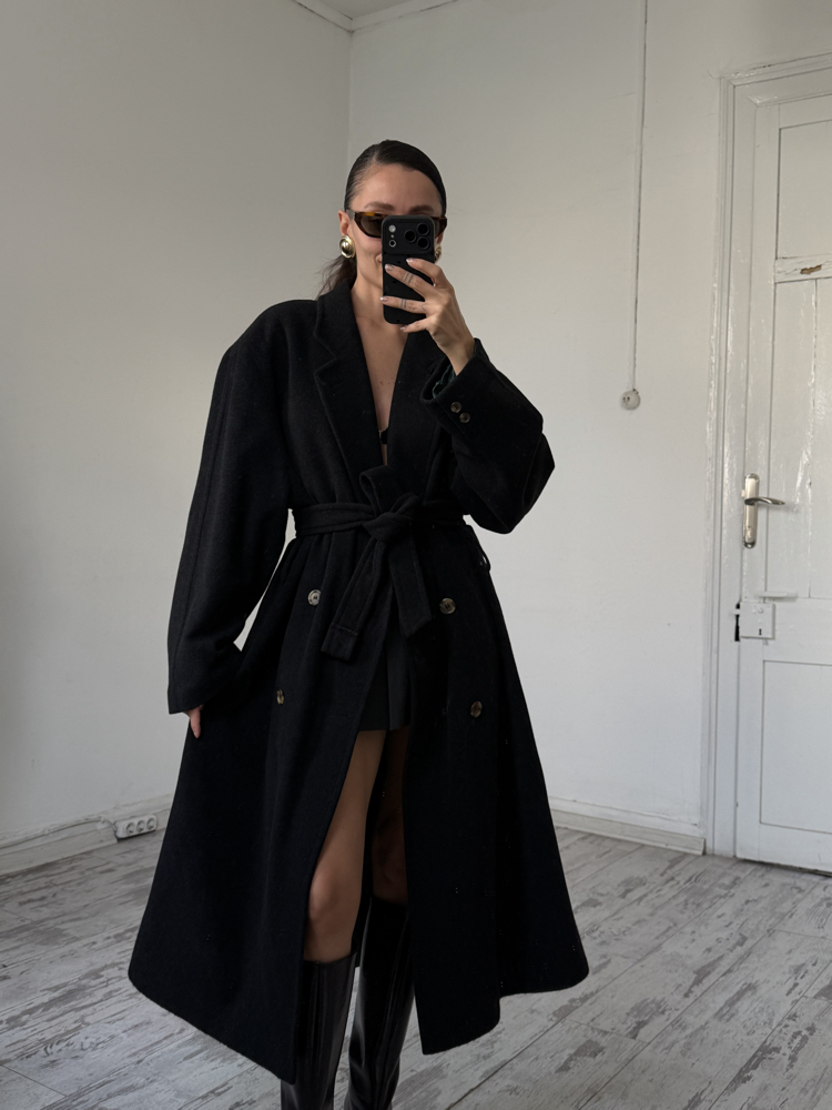 Ponte Royal %70 Merinos %10 Kaşmir İtalyan Exclusive Kuşaklı Kaşe Kaban
