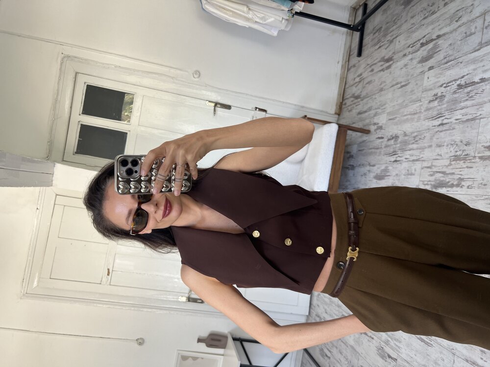 Premium Kalıp ve Kumaş Maxi Yaka Crop Yelek