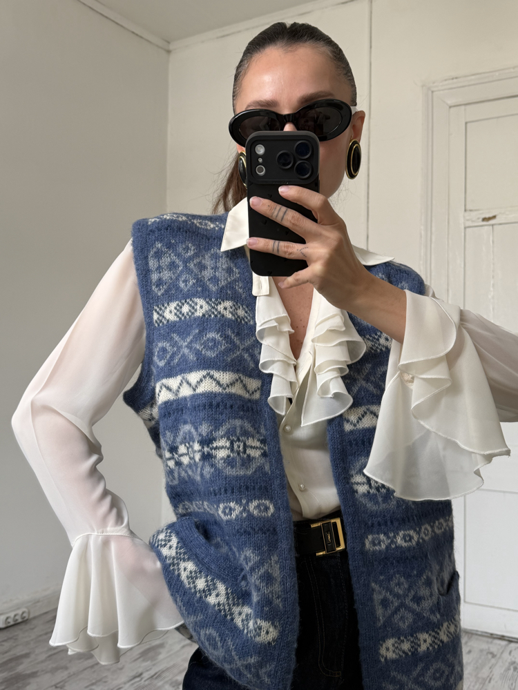 Saga Norveç Çift Yün Dokuma Unisex Premium Yelek