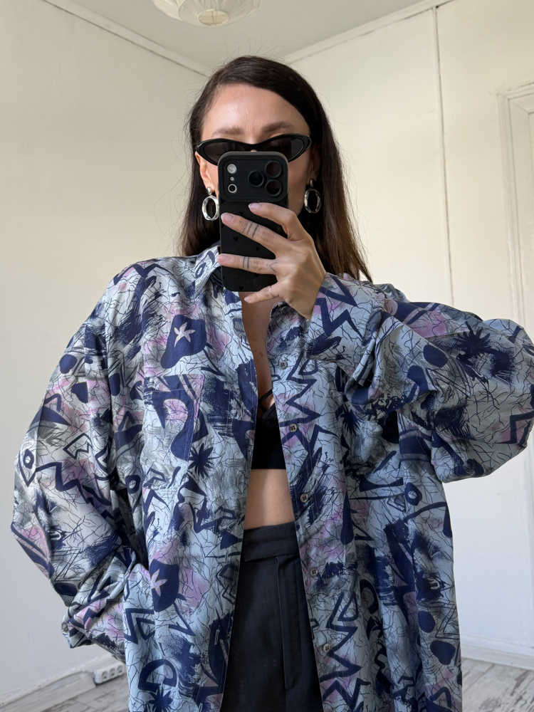 New Fast Germany %100 İpek (Taşlanmış) Maxi Kimono (Uzun) Gömlek