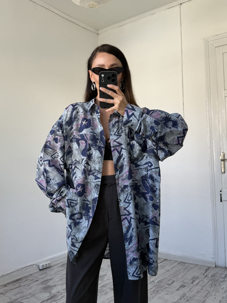 New Fast Germany %100 İpek (Taşlanmış) Maxi Kimono (Uzun) Gömlek