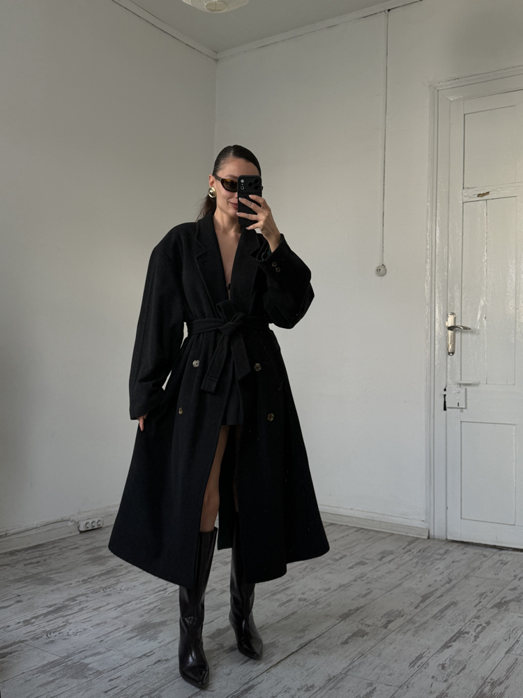 Ponte Royal %70 Merinos %10 Kaşmir İtalyan Exclusive Kuşaklı Kaşe Kaban