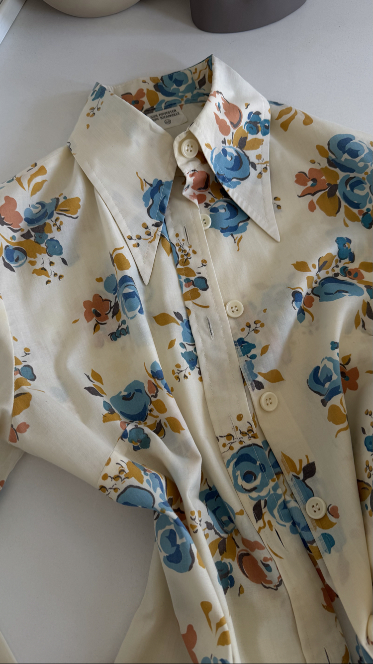 Orjinal 70s Dönem Cotton Blend Sovyet Yaka Gömlek