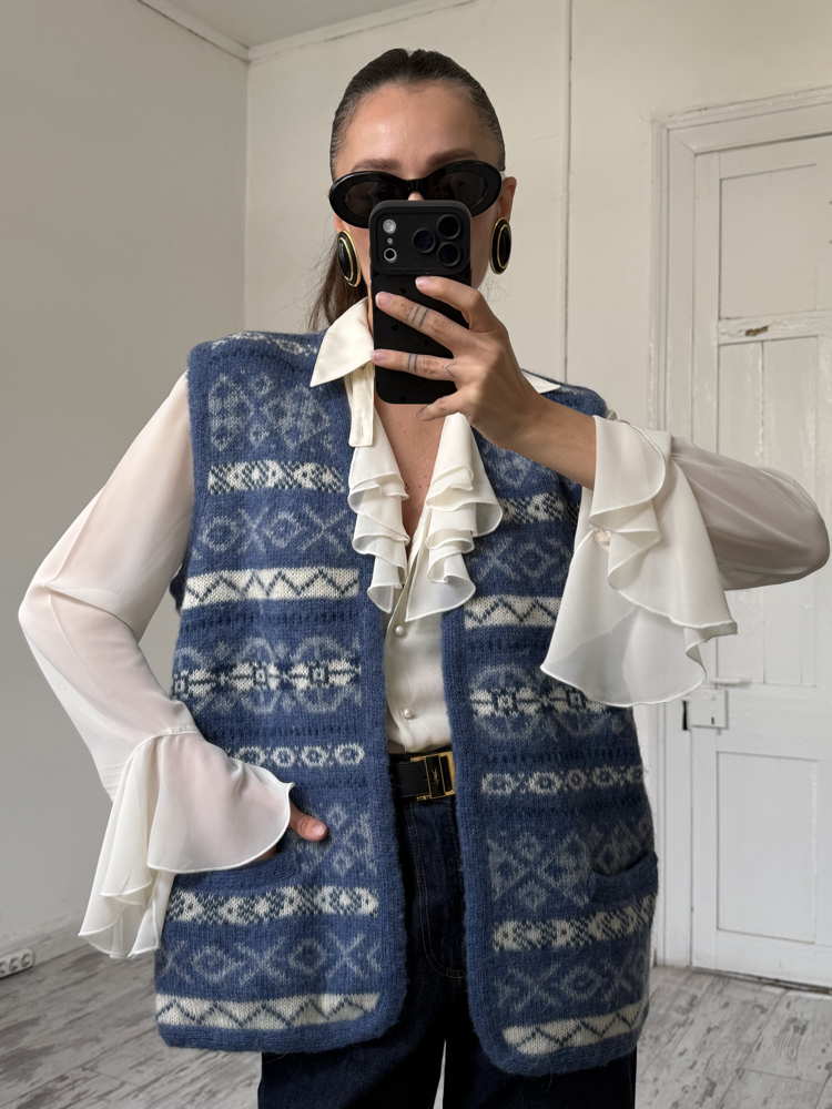 Saga Norveç Çift Yün Dokuma Unisex Premium Yelek