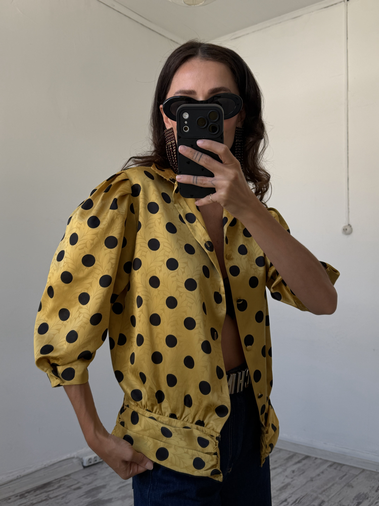 Sommermann Satin Touch Alman Polka Dotted Ceket Gömlek
