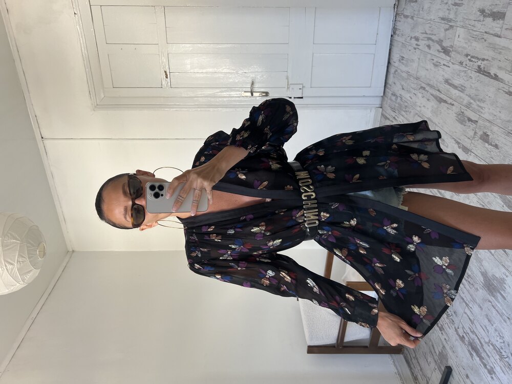 Metalik Lurex İşleme Alman Üretim Maxi Kimono