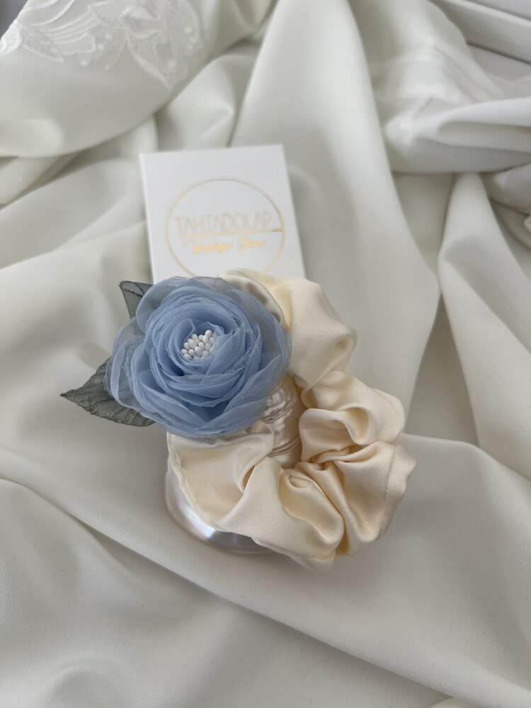 Hand Made Satin Touch Blue Floral Toka