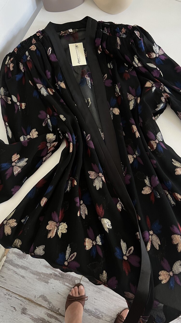 Metalik Lurex İşleme Alman Üretim Maxi Kimono