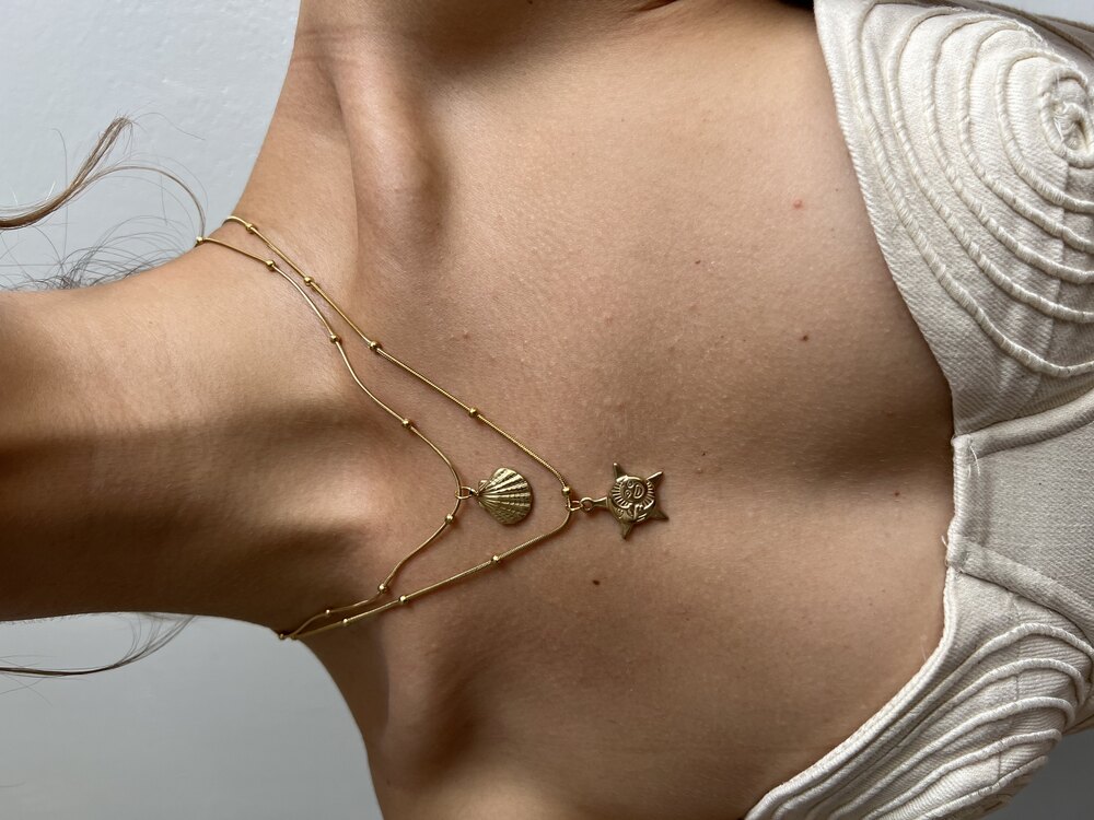 Sun & Moon 18k Gold Pl. Premium Çelik Kolye
