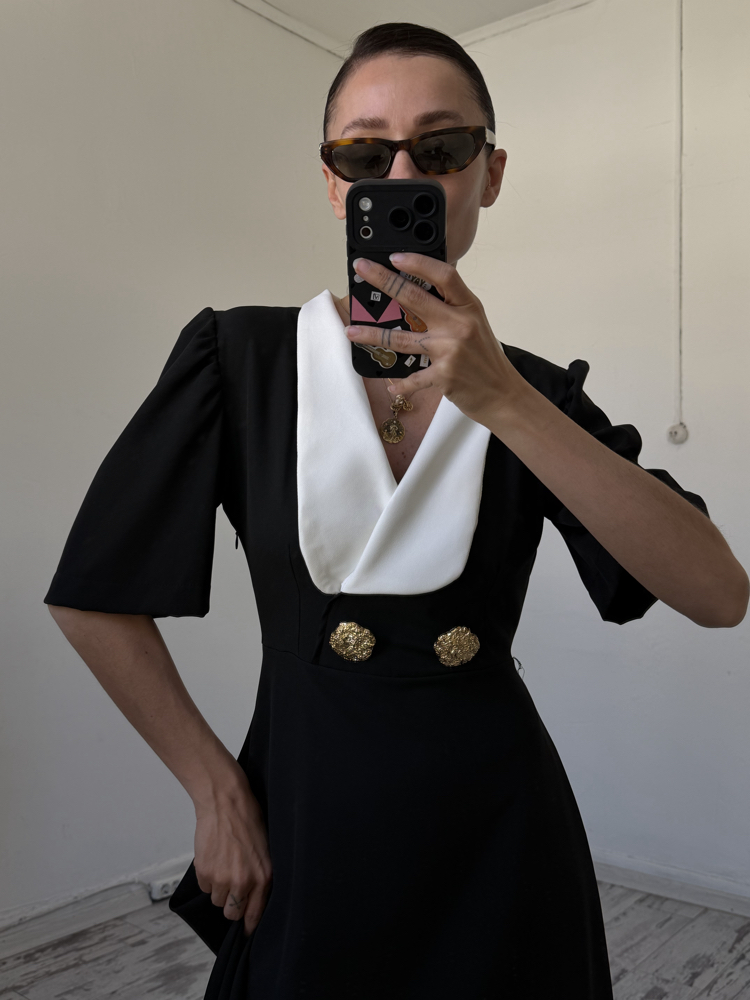 Maxi Yaka Fransız Re Edition Midi Elbise