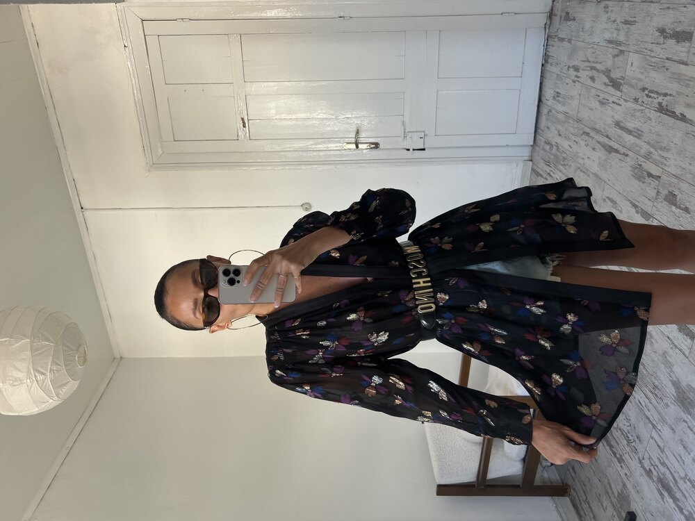 Metalik Lurex İşleme Alman Üretim Maxi Kimono