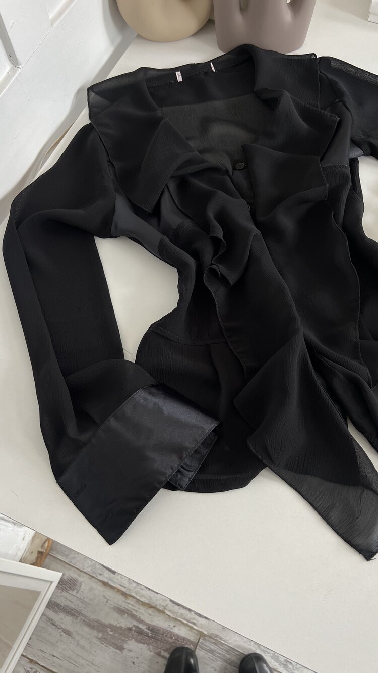 İngiliz Viscose Frill Detaylı Premium Bluz