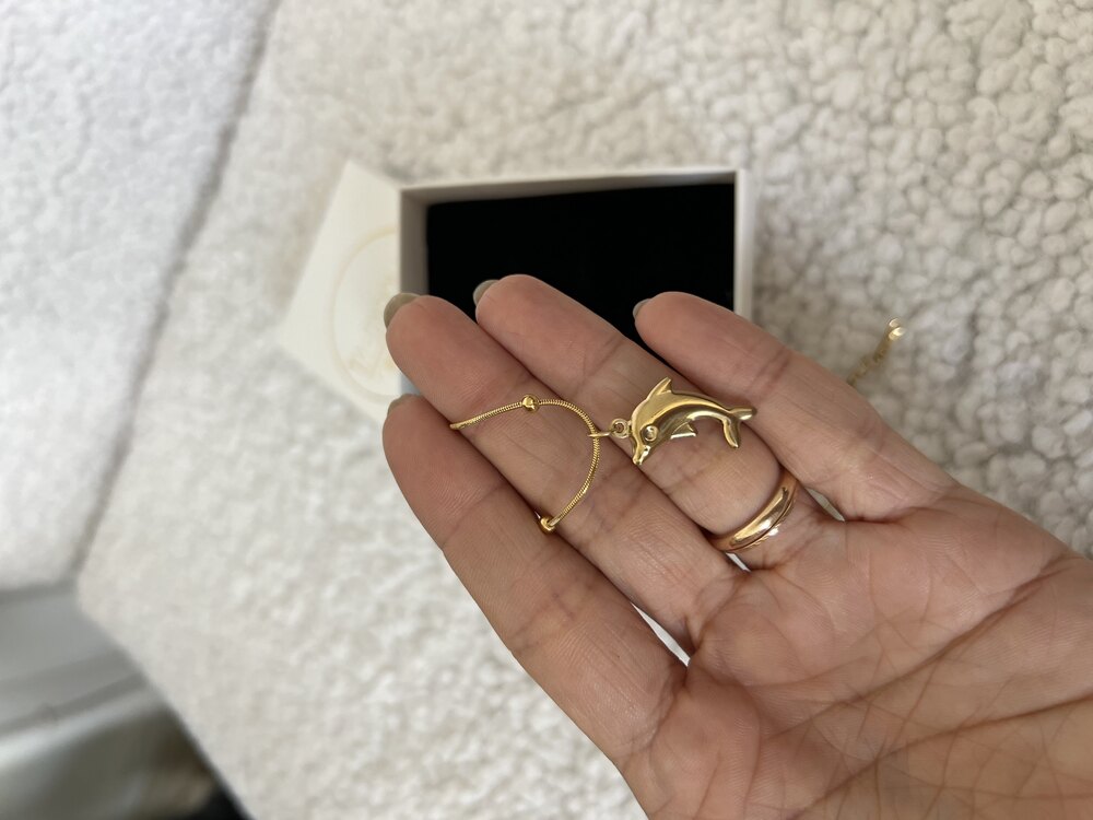 Golden Dolphin Luck Charm Premium Çelik Kolye