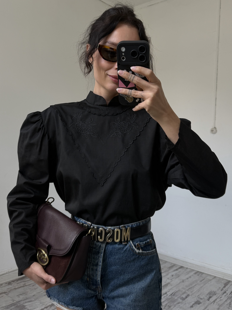 Orjinal Victorian Cotton Blend İşleme Detaylı Bluz
