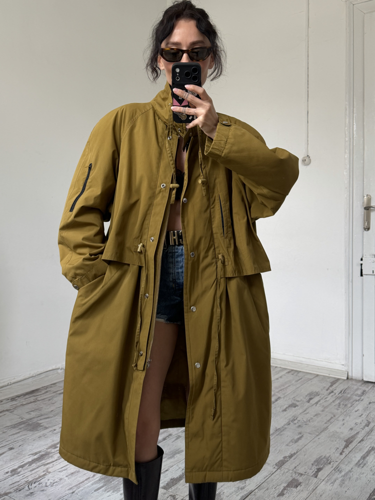 Alman Üretim Pelerin Detaylı Premium İçi Dokulu Trenchcoat