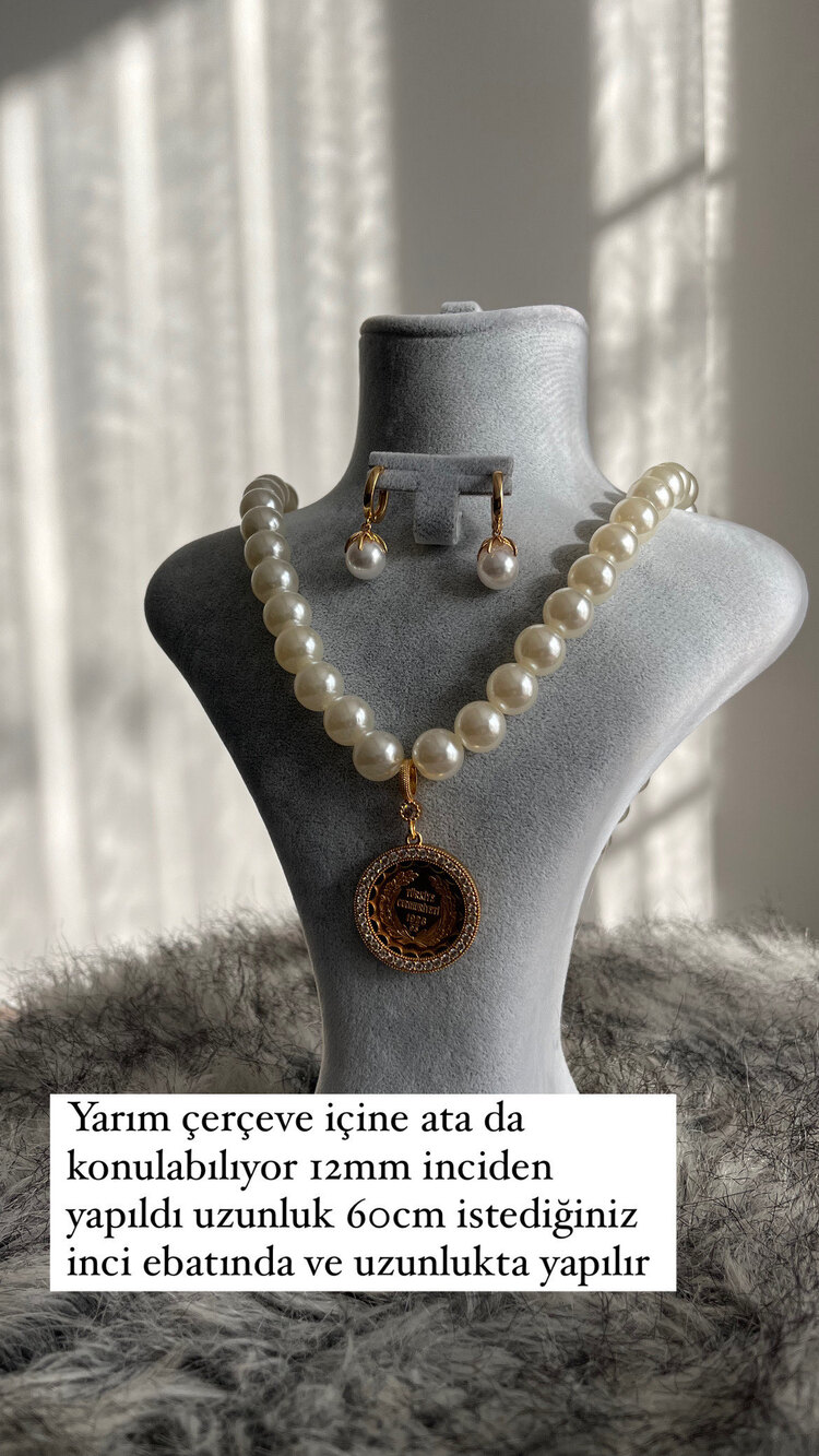 Yarım çerçeve kolye ve küpe