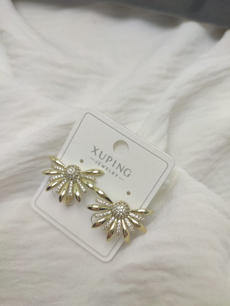 Çelik Xuping çiçek model taşlı küpe