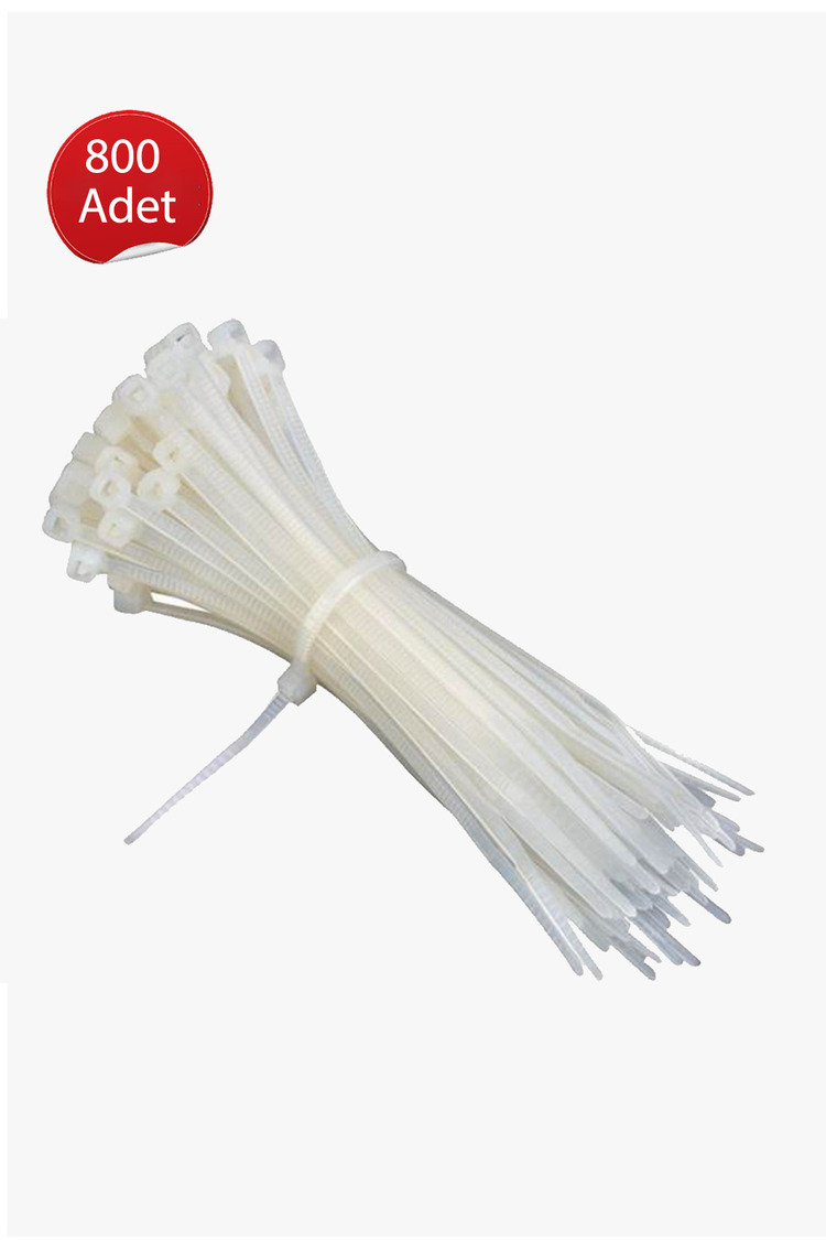 Plastik Kelepçe Cırt Kablo Bağı 2.5x200MM Beyaz 800 Adet