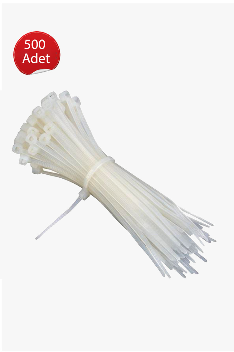 Plastik Kelepçe Cırt Kablo Bağı 2.5x200mm Beyaz 500 Adet