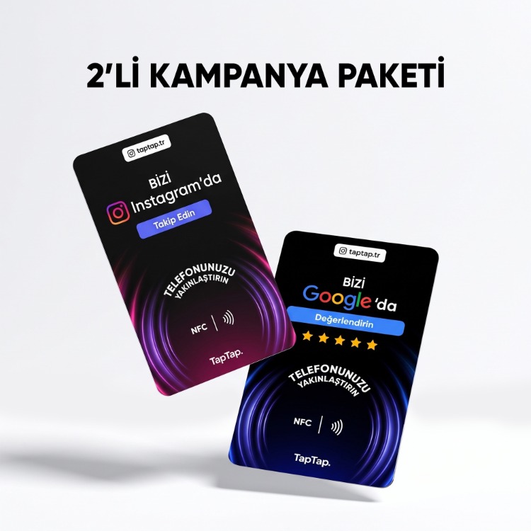 Google+Instagram NFC Kartvizit - Avantaj Paket (Cüzdan Boy)