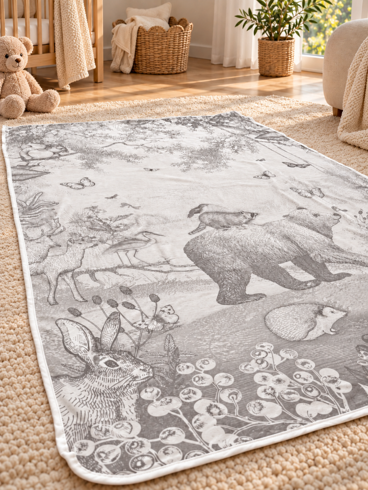 TARA AURA %100 Pamuk Penye Dijital Baskılı Bebek Örtüsü / Battaniye – 100×150 cm