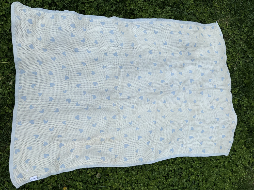 Tara Aura Mavi Kalpli Bebek Örtüsü / Bebek Battaniyesi 