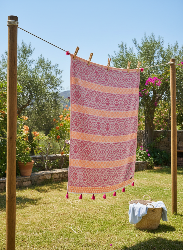 Pembe / Turuncu-Allaire Jakarlı Peştemal 