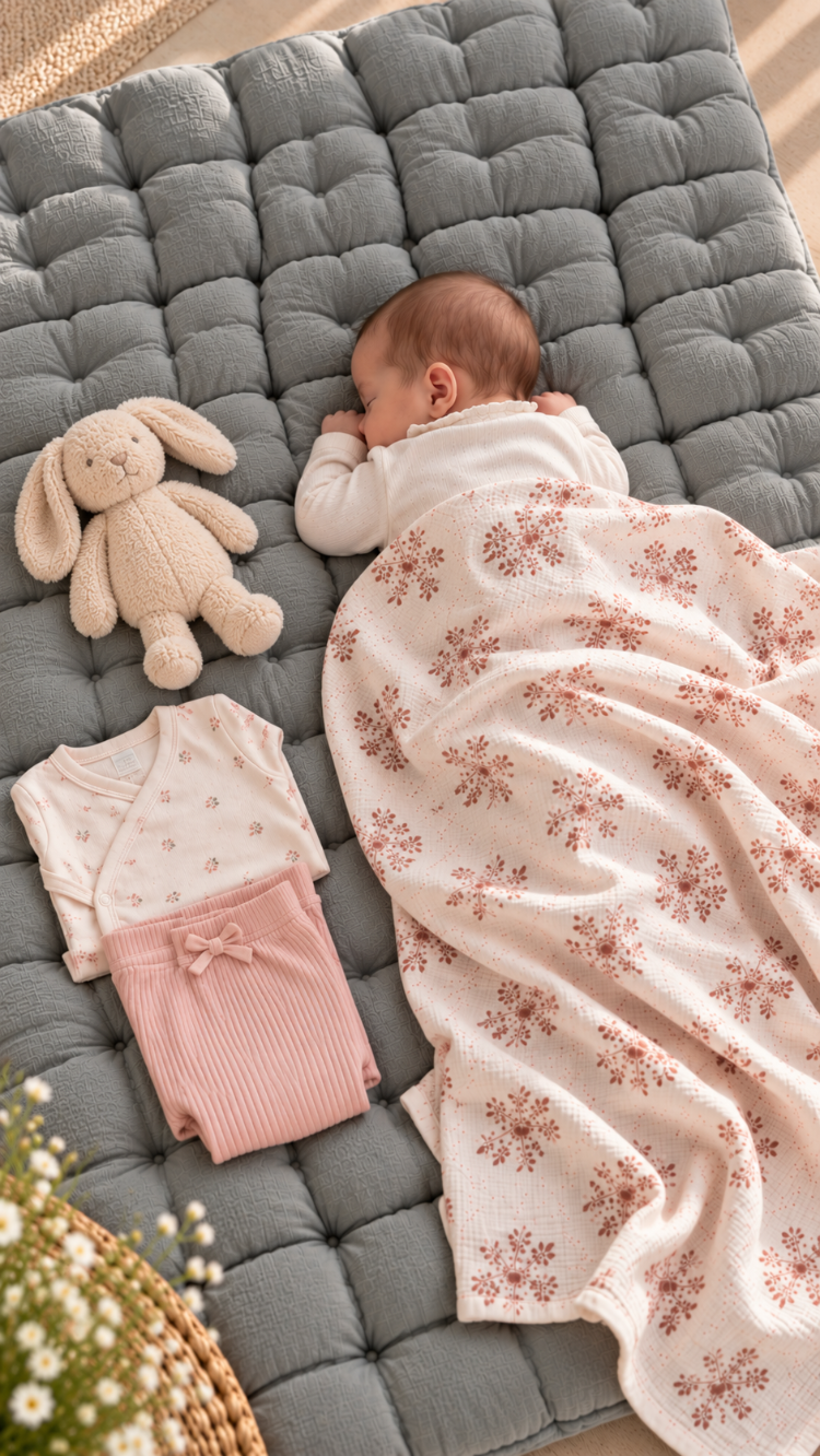 TARA AURA %100 Pamuk 2 Kat Müslin Bebek Örtüsü – 130×135 cm
