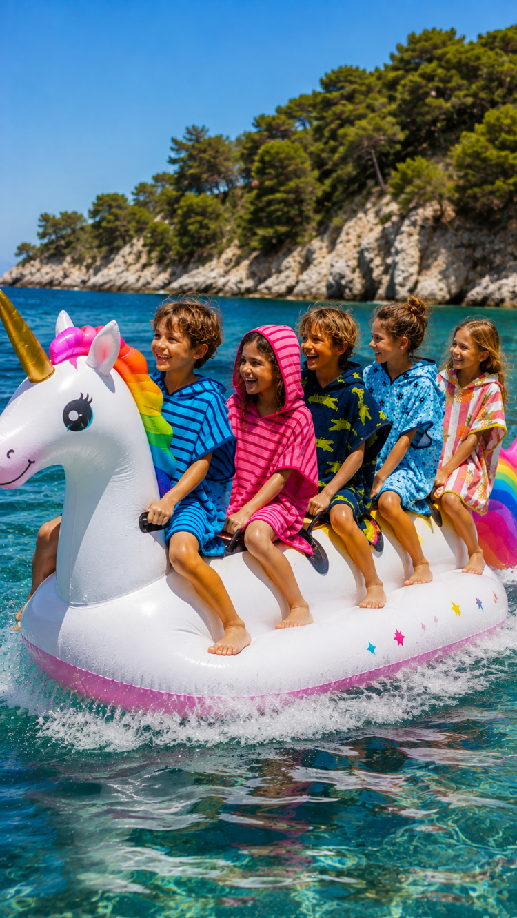 %100 Pamuk Renkli Oversize 3-8 Yaş Çocuk Pançosu