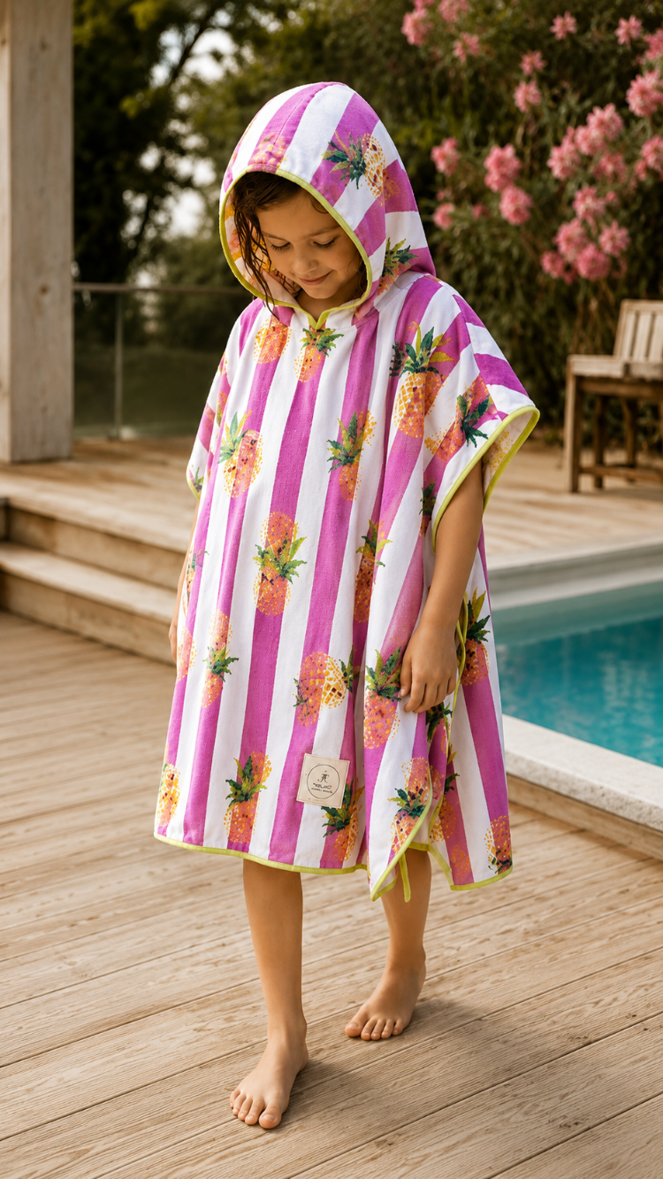 %100 Pamuk Renkli Oversize 3-8 Yaş Çocuk Pançosu