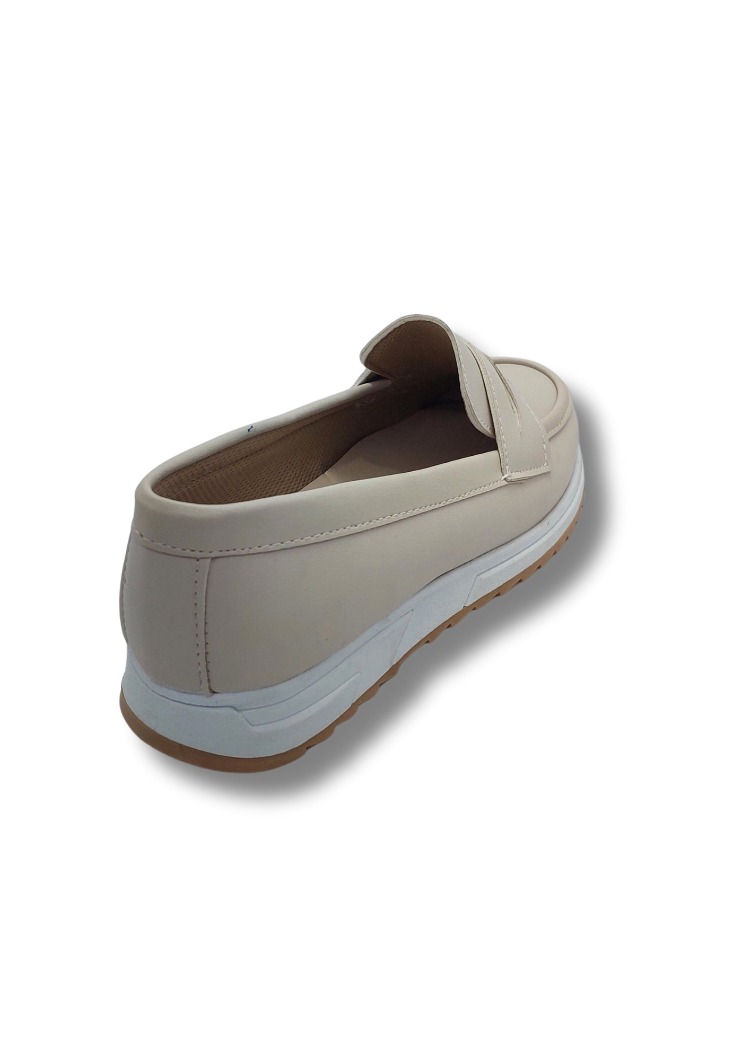 Kadın Rahat Comfort Taban Hafif Düz Topuklu Bağcıksız Loafer Babet Ayakkabı tarzklkrembabet1